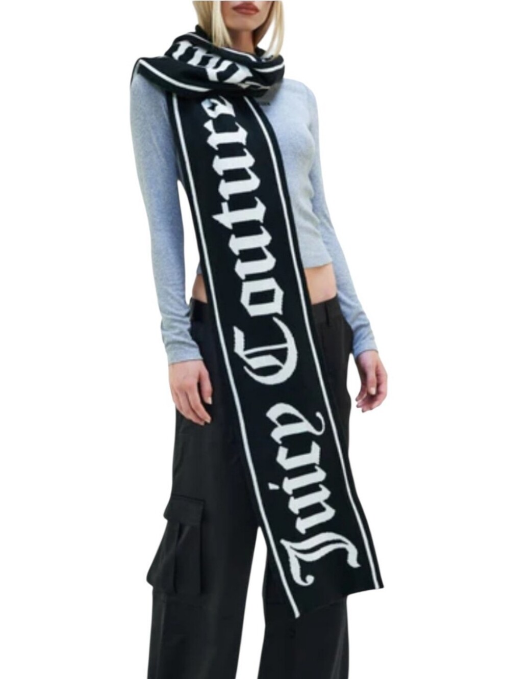 Women's Juicy Couture Black /White Logo Scarf